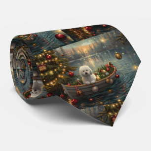 Bichon Frise Weihnachtliche Festreise Krawatte