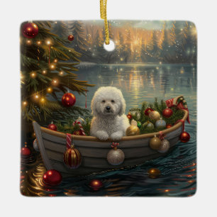 Bichon Frise Weihnachtliche Reise Keramikornament
