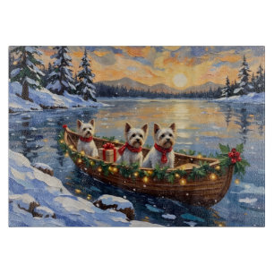 Bichon Frise Weihnachtsboot Urlaub Schneidebrett