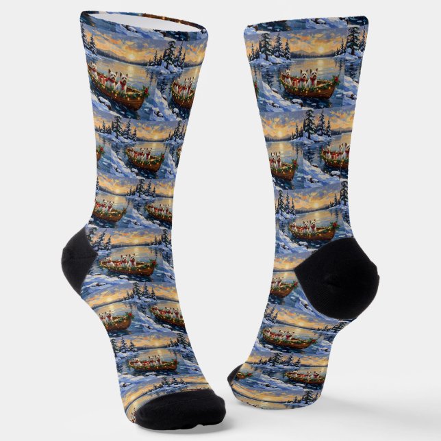 Bichon Frise Weihnachtsboot Urlaub Socken (Gewinkelt)