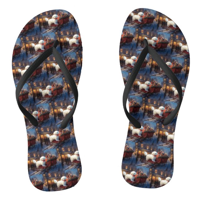 Bichon Frise Weihnachtsfeier Flip Flops (Fußbett)