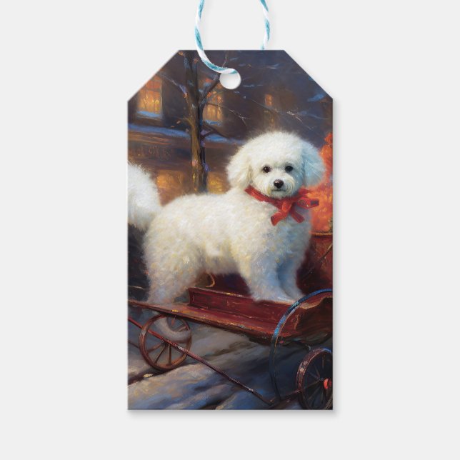 Bichon Frise Weihnachtsfeier Geschenkanhänger (Vorderseite)