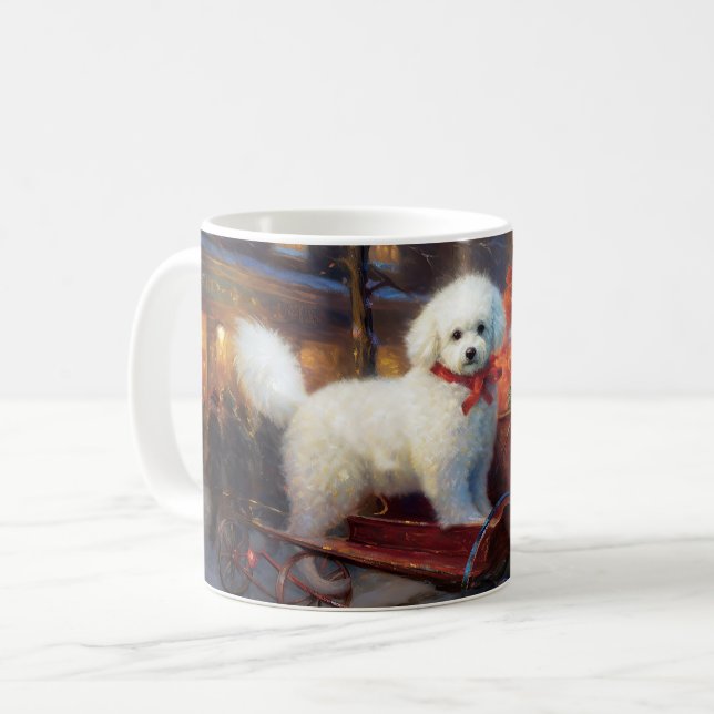 Bichon Frise Weihnachtsfeier Kaffeetasse (Vorderseite Links)