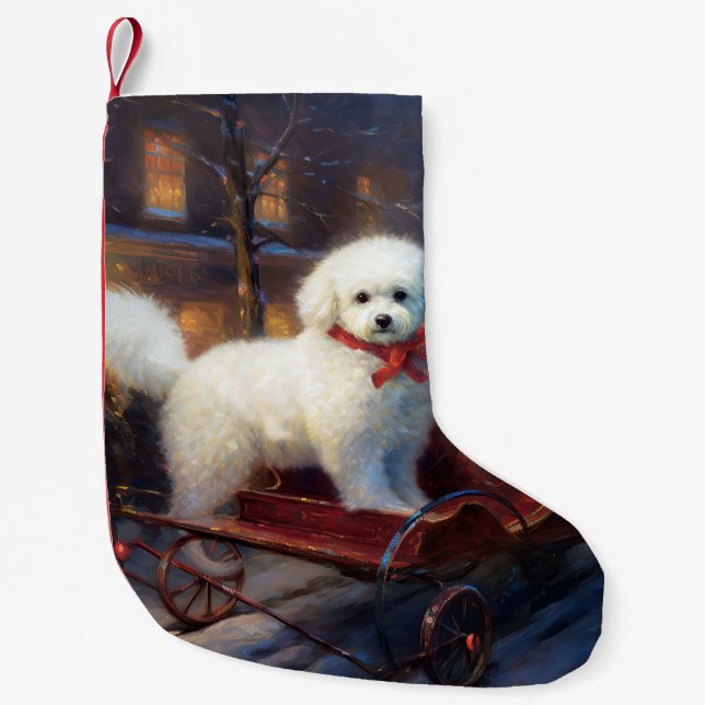 Bichon Frise Weihnachtsfeier Kleiner Weihnachtsstrumpf (Vorderseite)