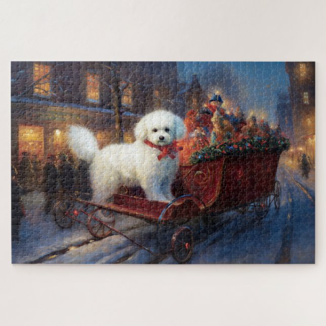 Bichon Frise Weihnachtsfeier Puzzle (Horizontal)