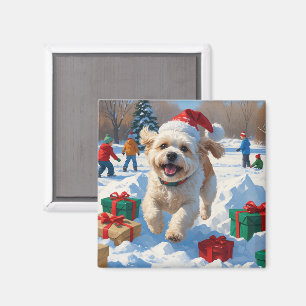 Bichon Frise Weihnachtsfestliche Schneeszene Magnet