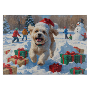 Bichon Frise Weihnachtsfestliche Schneeszene Schneidebrett