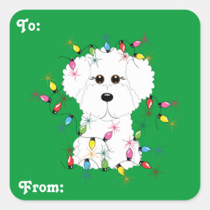 Bichon Frise Weihnachtsgeschenk-Aufkleber Quadratischer Aufkleber