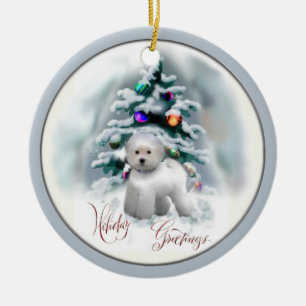 Bichon Frise Weihnachtsgeschenk-Verzierung Keramikornament