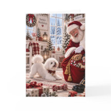 Bichon Frise Weihnachtskarte | Weihnachtsmann & Bi