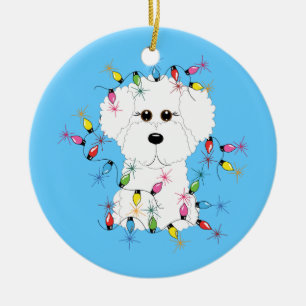 Bichon Frise Weihnachtslicht-Verzierung Keramik Ornament
