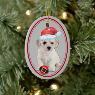 Bichon Frise Weihnachtsmannmütze Weihnachtsschmuck
