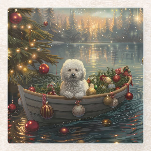 Bichon Frise Weihnachtsreise Glasuntersetzer (Vorderseite)