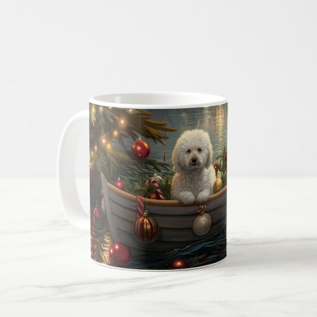 Bichon Frise Weihnachtsreise Kaffeetasse (Vorderseite Links)