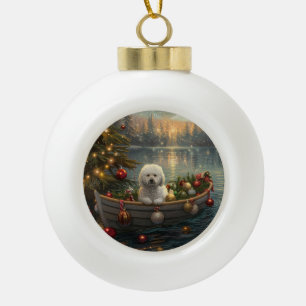 Bichon Frise Weihnachtsreise Keramik Kugel-Ornament