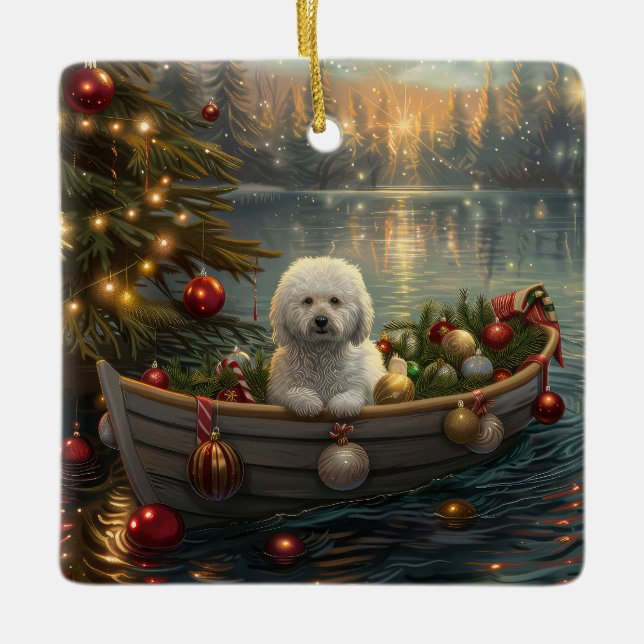 Bichon Frise Weihnachtsreise Keramikornament (Vorderseite)