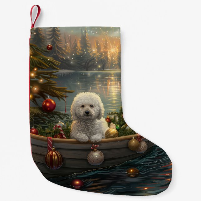 Bichon Frise Weihnachtsreise Kleiner Weihnachtsstrumpf (Vorderseite)