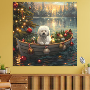 Bichon Frise Weihnachtsreise Leinwanddruck