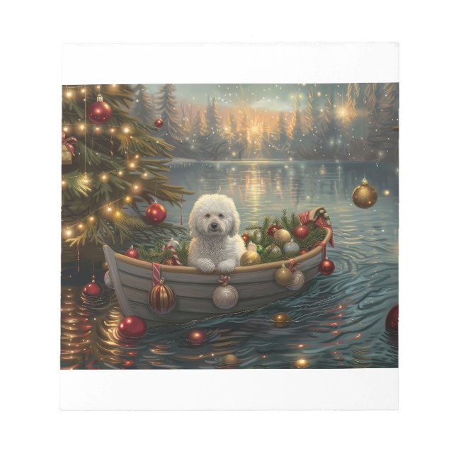Bichon Frise Weihnachtsreise Notizblock (Vorderseite)