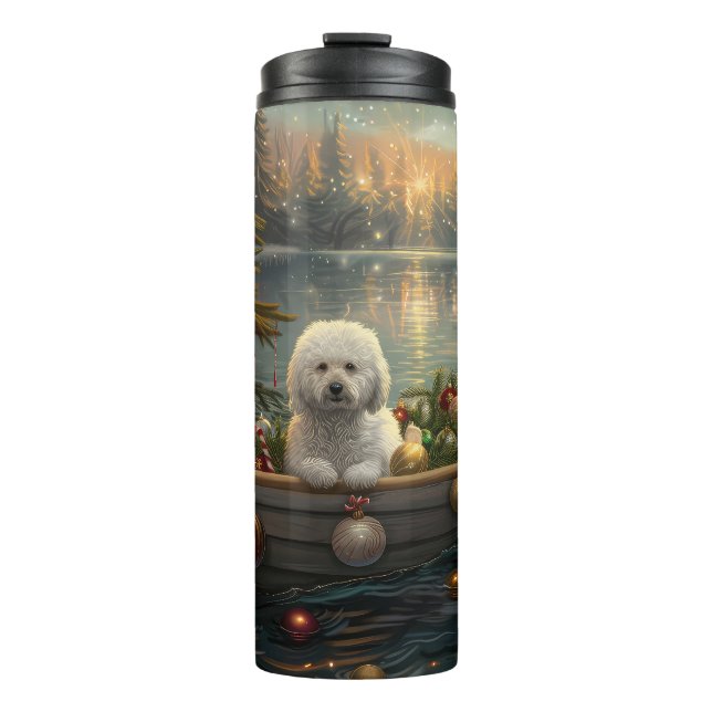 Bichon Frise Weihnachtsreise Thermosbecher (Vorderseite)