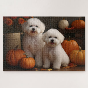 Bichon Frise Welpe Herbstfreude Kürbis Puzzle