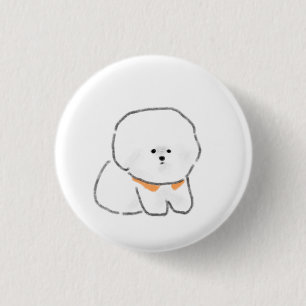 Bichon Frise-Welpe mit orangem Halsband Button
