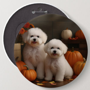 Bichon Frise Welppy Autumn Delight Pumpkin Button