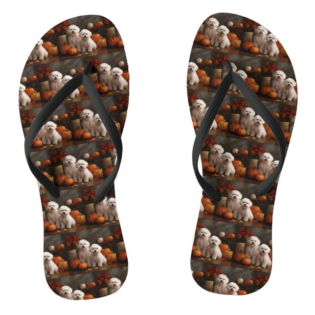 Bichon Frise Welppy Autumn Delight Pumpkin Flip Flops (Fußbett)