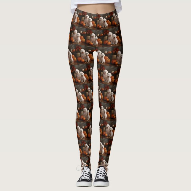 Bichon Frise Welppy Autumn Delight Pumpkin Leggings (Vorderseite)