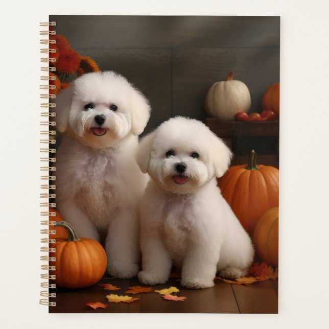 Bichon Frise Welppy Autumn Delight Pumpkin Planer (Vorderseite)