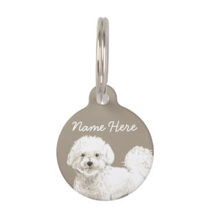 Bichon Frise White Dog Niedlich Curl Haustiermarke