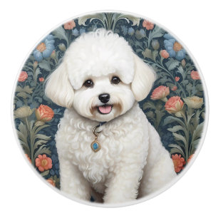 Bichon Frisé William Morris inspiriert floral Keramikknauf