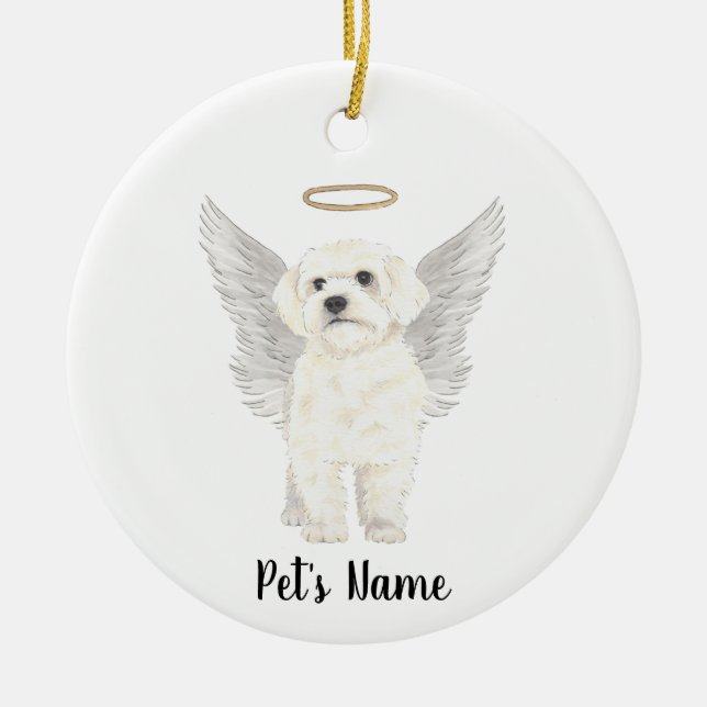 Bichon Havanese Maltese Dog Beileid Memorial Keramik Ornament (Vorne)