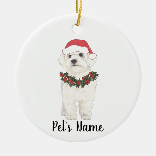 Bichon Havanese Maltesische Keramik Weihnachten Ornament (Vorne)