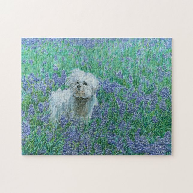 Bichon in Bluebonnets Puzzle (Horizontal)