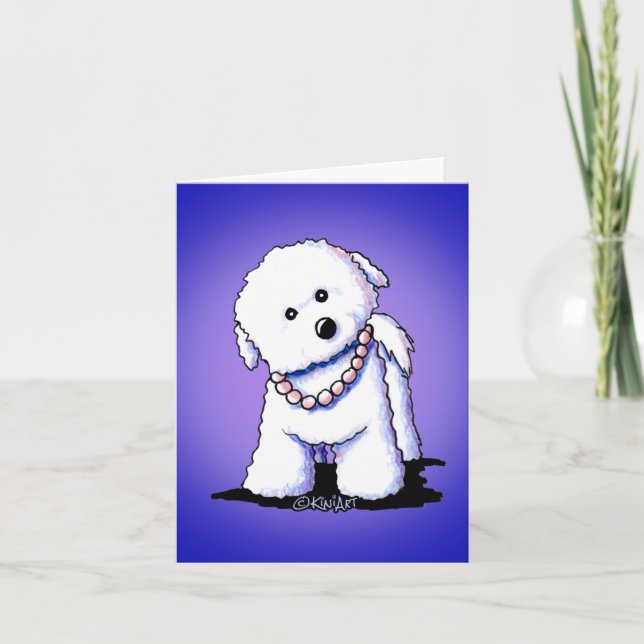 Bichon in Pearls Note Card Dankeskarte (Vorderseite)