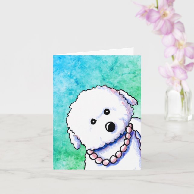 Bichon in Pearls Note Card Karte (Orchidee)