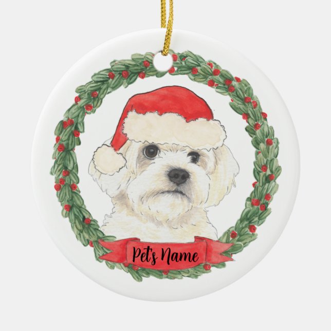 Bichon Malteese Maltipoo Havanese Bolognese Keramik Ornament (Vorne)