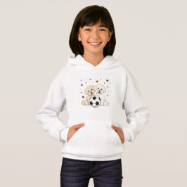 Bichón Maltés with soccer ball for Valentine's Day Hoodie
