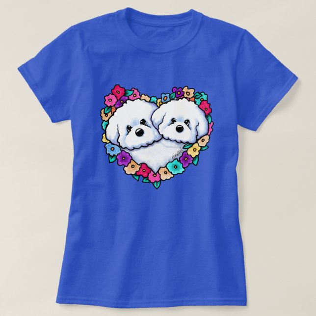 Bichons blühendes Herz T-Shirt (Design vorne)