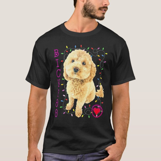 Bichpoo Welpe Dog Poodle Cross Noodle Super Niedli T-Shirt (Vorderseite)
