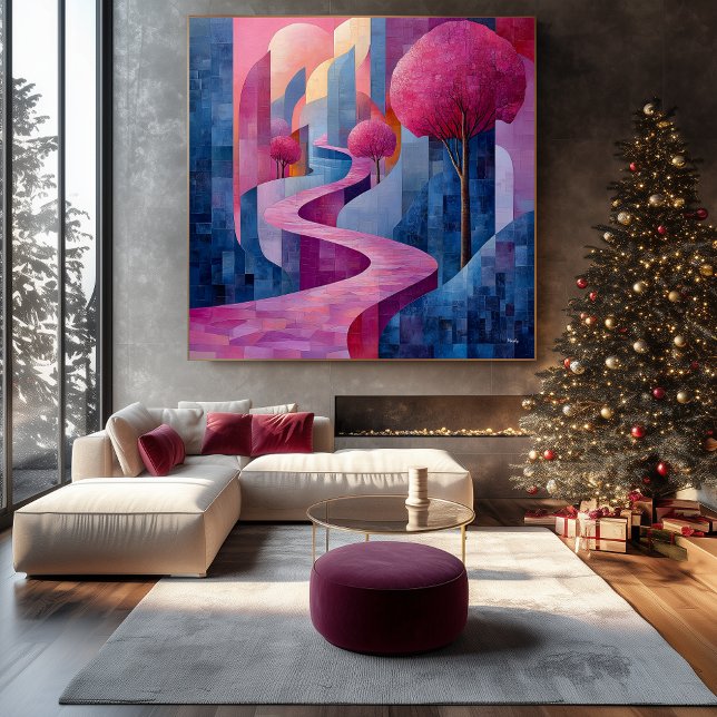Bichromatische rosa und blaue Abstrakte Landschaft Leinwanddruck (Von Creator hochgeladen)