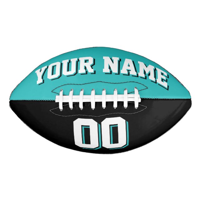 BICOLORED Turquoise und Black Custom Football (Vorderseite)