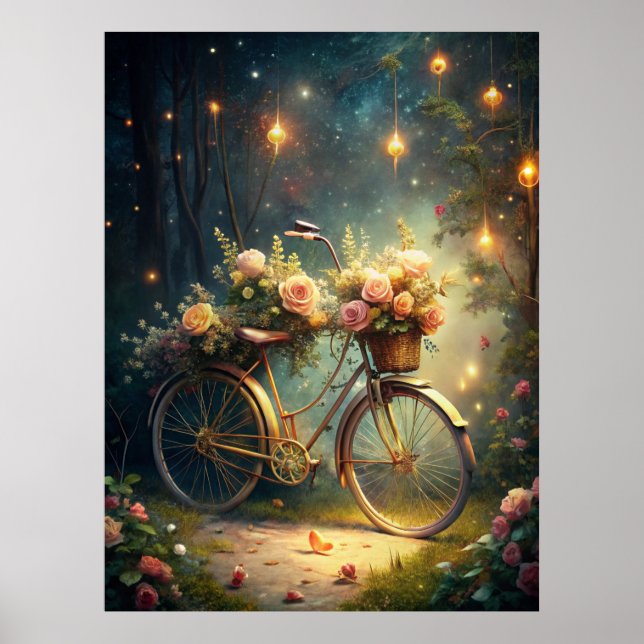 Bicycle and Flowers Poster (Vorne)