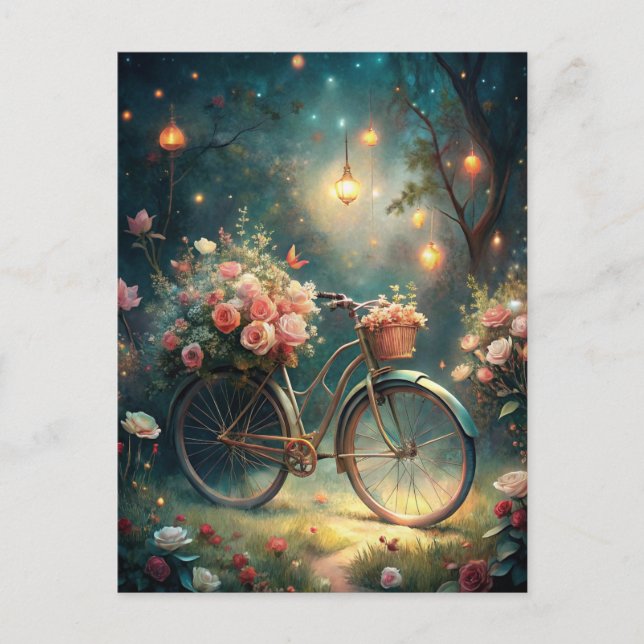 Bicycle and Flowers Postkarte (Vorderseite)