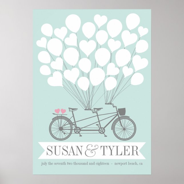 Bicycle Balloon Wedding Poster - WÄHLEN SIE IHRE F (Vorne)
