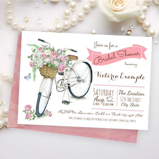 Bicycle Bridal Dusche Einladung (Cute watercolor bicycle bridal shower invitation. Simply add your event details.)