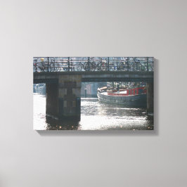 Bicycle Bridge Winter Scene Amsterdam Canvas Print Leinwanddruck