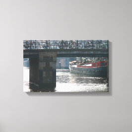 Bicycle Bridge Winter Scene Amsterdam Canvas Print Leinwanddruck