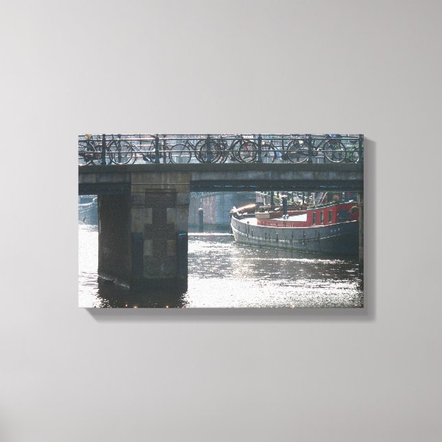 Bicycle Bridge Winter Scene Amsterdam Canvas Print Leinwanddruck (Vorderseite)